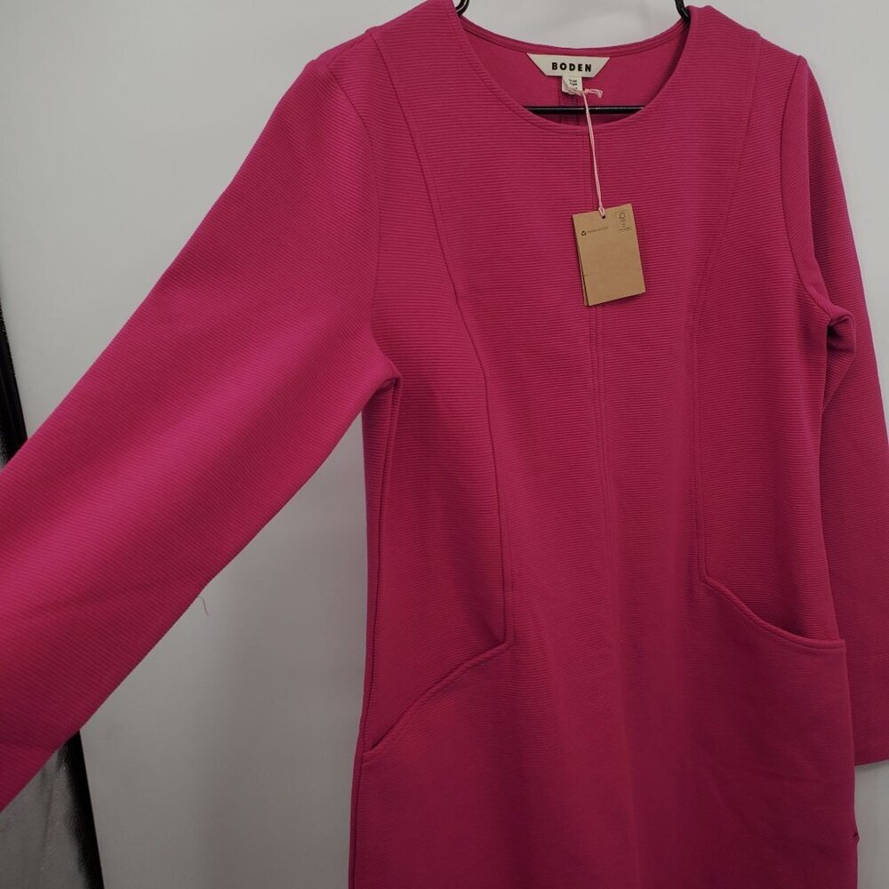 Boden Raspberry-Pink Long-Sleeve Midi Dress - Picture 3 of 16
